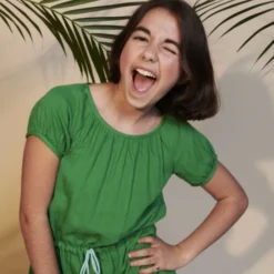 Musselin Mädchen Kleid Lucie Grass Green