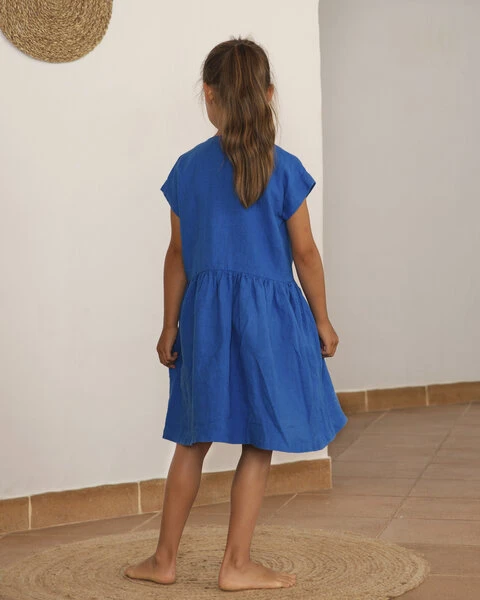 Kurzärmeliges Kleid Für Kinder Aus Leinen / Simple Dress 1 Kurzärmeliges Kleid Für Kinder Aus Leinen / Simple Dress