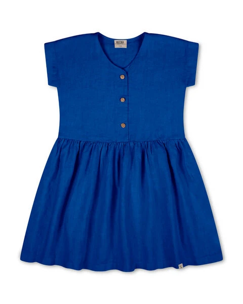 Kurzärmeliges Kleid Für Kinder Aus Leinen / Simple Dress 2 Kurzärmeliges Kleid Für Kinder Aus Leinen / Simple Dress – Bild 2