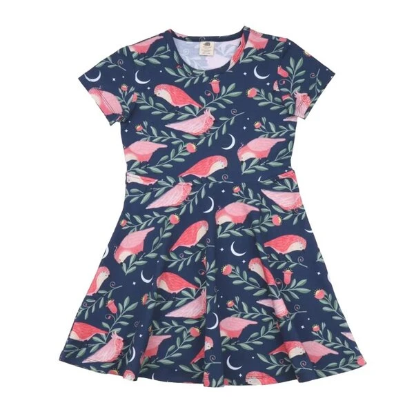 Walkiddy Kurzarm Kleid Pinky Birds 1 Walkiddy Kurzarm Kleid Pinky Birds