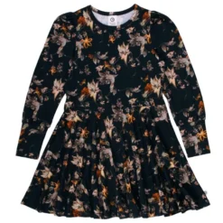 "Green Cotton" Kleid Schwarz Mit Blumendruck