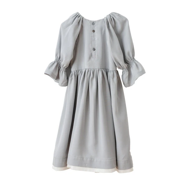 Babydoll-Kleid Kim Aus Weichem Lyocell, Grau, Puffärmel 1 Babydoll-Kleid Kim Aus Weichem Lyocell, Grau, Puffärmel