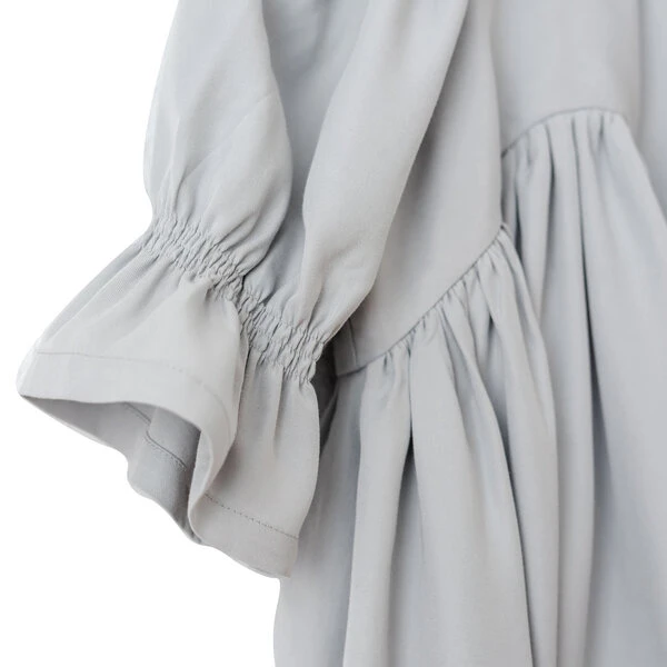 Babydoll-Kleid Kim Aus Weichem Lyocell, Grau, Puffärmel 2 Babydoll-Kleid Kim Aus Weichem Lyocell, Grau, Puffärmel – Bild 2