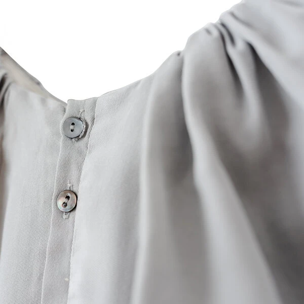 Babydoll-Kleid Kim Aus Weichem Lyocell, Grau, Puffärmel 3 Babydoll-Kleid Kim Aus Weichem Lyocell, Grau, Puffärmel – Bild 3