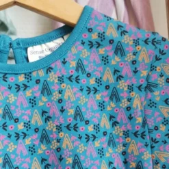 Sense Organics Kleid Blumen Türkis