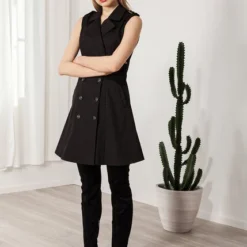 Kurzes Kleid ärmellos Blazerkleid Schwarz 8 Kurzes Kleid ärmellos Blazerkleid Schwarz -Günstiges Frau Look Geschäft large 236