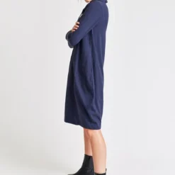 Wadenlanges Kleid Mit Hohem Kragen Für Damen - Mina -Günstiges Frau Look Geschäft large 265