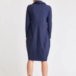 Wadenlanges Kleid Mit Hohem Kragen Für Damen - Mina -Günstiges Frau Look Geschäft large 266