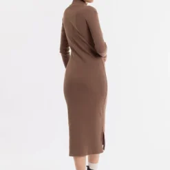 Mock Neck Kleid Aus Rippenstrick -Günstiges Frau Look Geschäft large 299