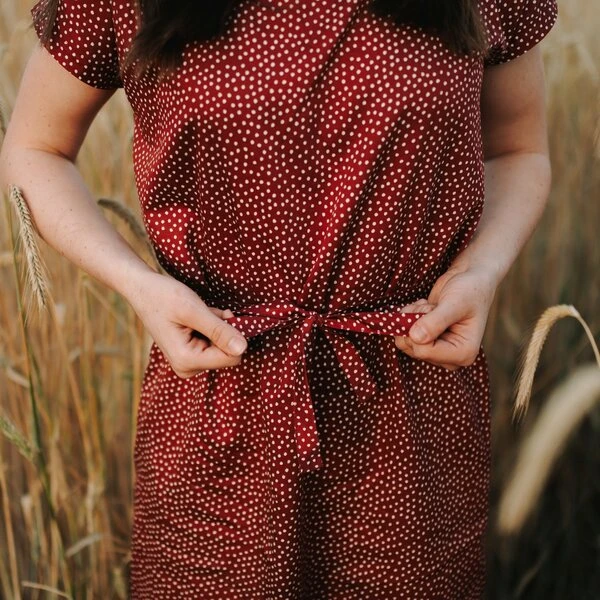 Damen Kleid Aus 100% Bio-Baumwolle ELIN Mit Punkten 3 Damen Kleid Aus 100% Bio-Baumwolle ELIN Mit Punkten – Bild 3