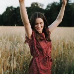 Damen Kleid Aus 100% Bio-Baumwolle ELIN Mit Punkten 14 Damen Kleid Aus 100% Bio-Baumwolle ELIN Mit Punkten -Günstiges Frau Look Geschäft large 330