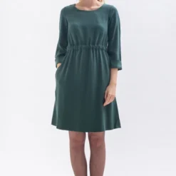 Knielanges Kleid WAR-RISS Mit Schmalem Gürtel Und Ärmelaufschlag Aus Tencel -Günstiges Frau Look Geschäft large 345