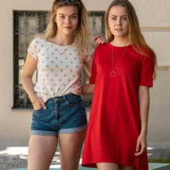 T-Shirt Kleid Juno Tomato -Günstiges Frau Look Geschäft large 427