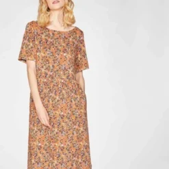 Thought Midi-Kleid ANTONIA Mit Blumenmuster Aus Bambus Und Bio-Baumwolle