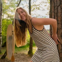 Easy-Stripe Kleid Naturweiss | Schwarz