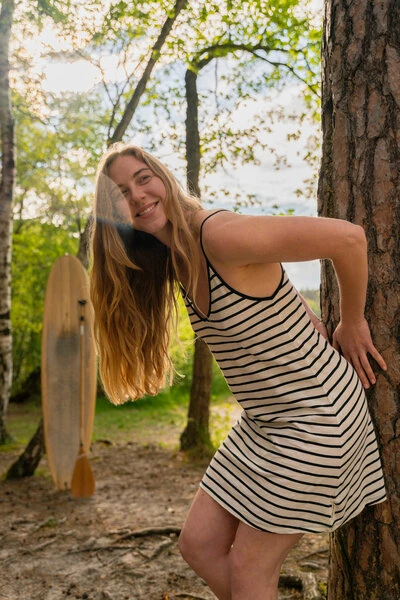 Easy-Stripe Kleid Naturweiss | Schwarz 1 Easy-Stripe Kleid Naturweiss | Schwarz