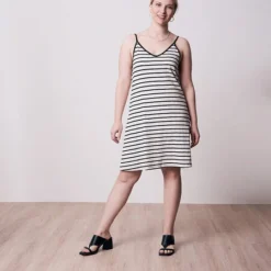 Easy-Stripe Kleid Naturweiss | Schwarz 13 Easy-Stripe Kleid Naturweiss | Schwarz -Günstiges Frau Look Geschäft large 560