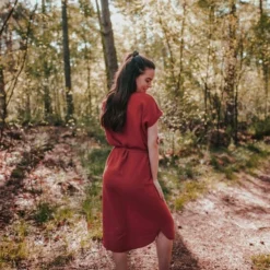 Damen Musselin Kleid Aus 100% Bio-Baumwolle ELIN -Günstiges Frau Look Geschäft large 608