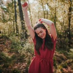 Damen Musselin Kleid Aus 100% Bio-Baumwolle ELIN -Günstiges Frau Look Geschäft large 619