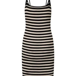 KnowledgeCotton Apparel Kleid Gestreift - Striped Rib Strap Dress- Aus Bio-Baumwolle -Günstiges Frau Look Geschäft large 641