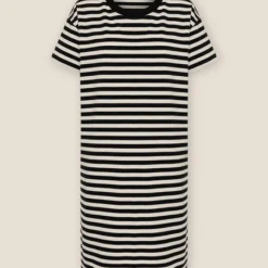 T-Shirt Kleid Streifen Aus Organic Cotton -Günstiges Frau Look Geschäft large 654