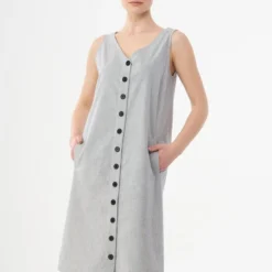 Geknöpftes Kleid Aus Bio-Baumwolle Mit Streifenmuster