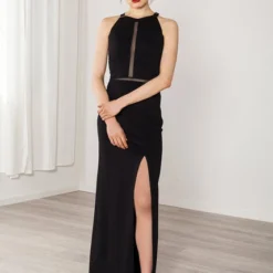 Langes Kleid Schwarz Abendkleid Viskose Elegant