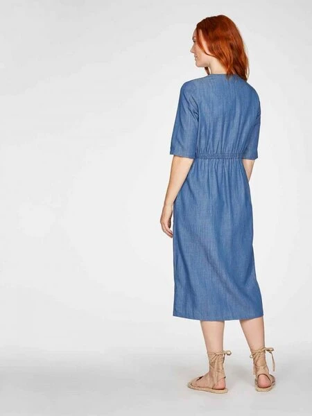 Thought Blaues Midi-Kleid ESTHER Aus Tencel 4 Thought Blaues Midi-Kleid ESTHER Aus Tencel – Bild 4