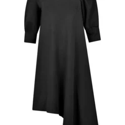 Kurzes Kleid, Midikleid Schwarz Asymmetrisch -Günstiges Frau Look Geschäft large 748