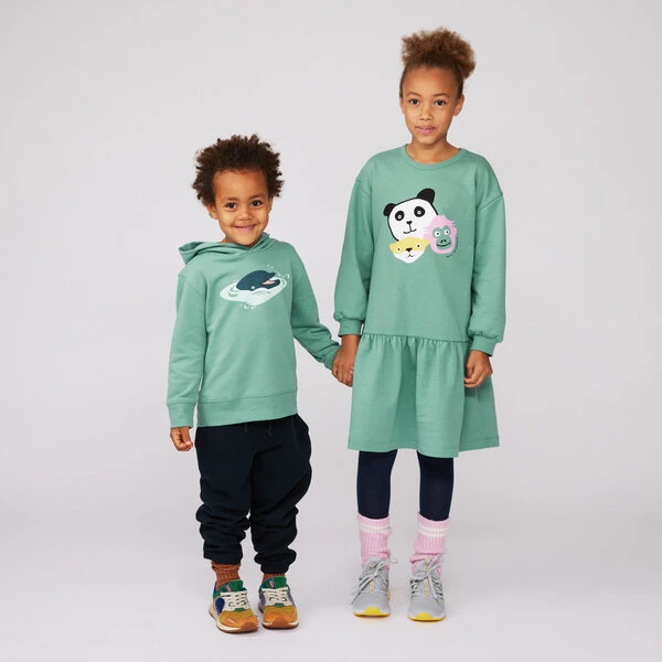 Kids Sweatshirt-Kleid "Tierfreunde" Türkis 3 Kids Sweatshirt-Kleid "Tierfreunde" Türkis – Bild 3